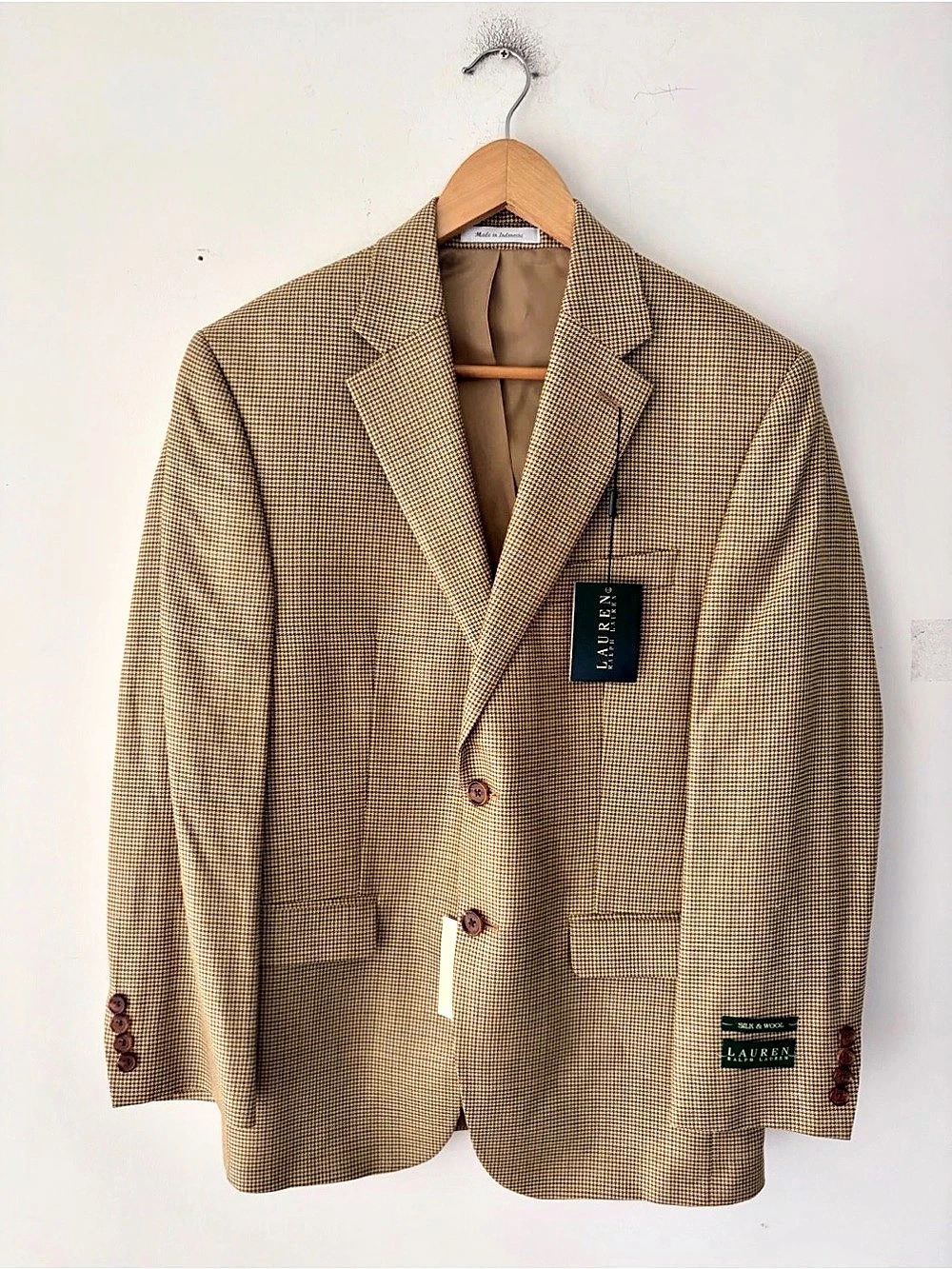 Lauren Ralph Lauren Silk & Wool Houndstooth Sport Coat Size 36S NWT